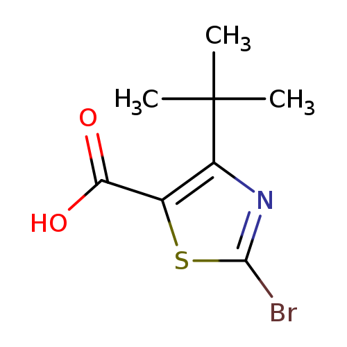 Brc1sc(c(n1)C(C)(C)C)C(=O)O