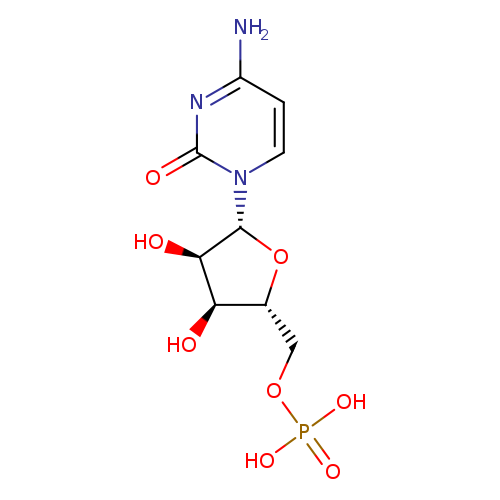 O[C@@H]1[C@H](O)[C@H](O[C@H]1n1ccc(nc1=O)N)COP(=O)(O)O