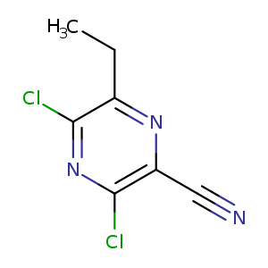 CCc1nc(C#N)c(nc1Cl)Cl
