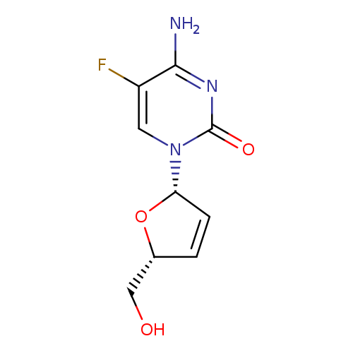 Nc1nc(=O)n(cc1F)[C@H]1O[C@H](C=C1)CO