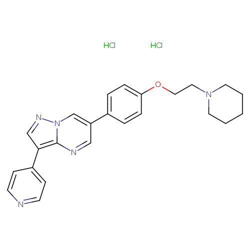 C1CCN(CC1)CCOc1ccc(cc1)c1cnc2n(c1)ncc2c1ccncc1.Cl.Cl