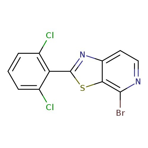 Clc1cccc(c1c1nc2c(s1)c(Br)ncc2)Cl