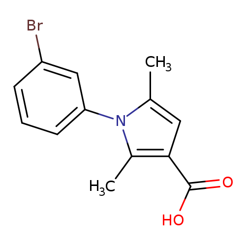 Brc1cccc(c1)n1c(C)cc(c1C)C(=O)O