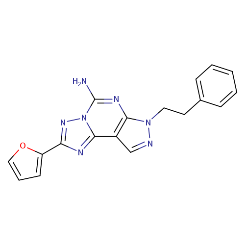 Nc1nc2n(CCc3ccccc3)ncc2c2n1nc(n2)c1ccco1