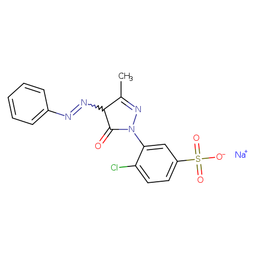 CC1=NN(C(=O)C1N=Nc1ccccc1)c1cc(ccc1Cl)S(=O)(=O)[O-].[Na+]