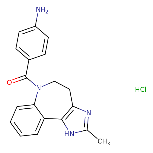 Nc1ccc(cc1)C(=O)N1CCc2c(c3c1cccc3)[nH]c(n2)C.Cl