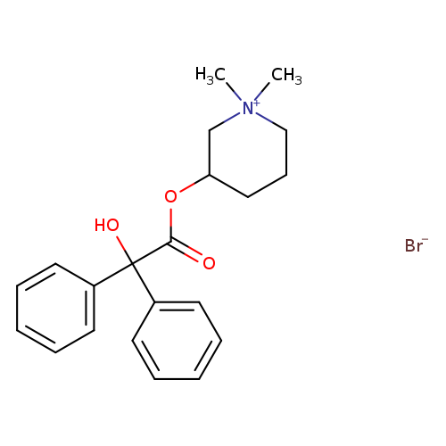 O=C(C(c1ccccc1)(c1ccccc1)O)OC1CCC[N+](C1)(C)C.[Br-]