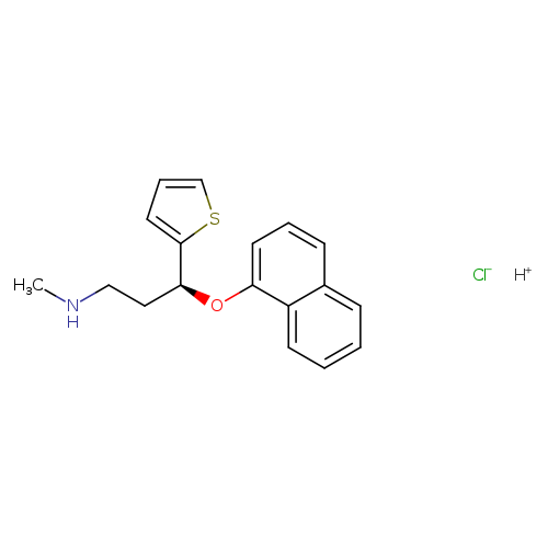 CNCC[C@@H](c1cccs1)Oc1cccc2c1cccc2.[Cl-].[H+]