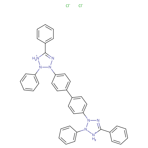 c1ccc(cc1)N1[NH2+]C(=NN1c1ccc(cc1)c1ccc(cc1)N1N=C([NH2+]N1c1ccccc1)c1ccccc1)c1ccccc1.[Cl-].[Cl-]
