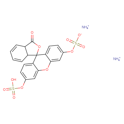 O=C1OC2(C3C1C=CC=C3)c1ccc(cc1Oc1c2ccc(c1)OS(=O)(=O)O)OS(=O)(=O)[O-].[NH4+].[NH4+]
