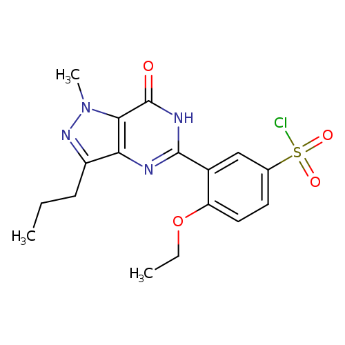 CCCc1nn(c2c1nc([nH]c2=O)c1cc(ccc1OCC)S(=O)(=O)Cl)C