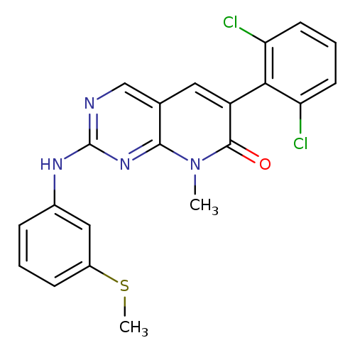 CSc1cccc(c1)Nc1ncc2c(n1)n(C)c(=O)c(c2)c1c(Cl)cccc1Cl