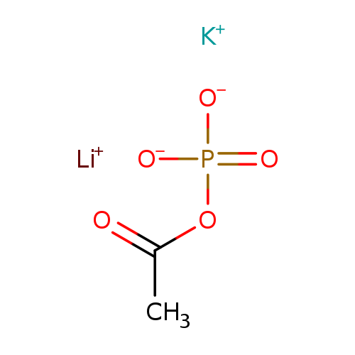 CC(=O)OP(=O)([O-])[O-].[Li+].[K+]