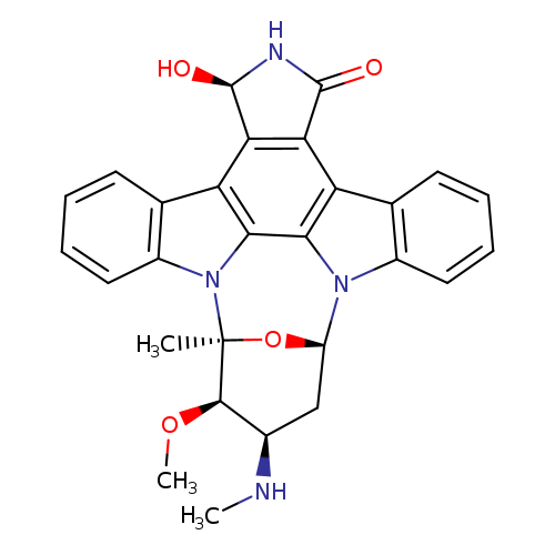 CN[C@@H]1C[C@H]2O[C@]([C@@H]1OC)(C)n1c3ccccc3c3c1c1n2c2ccccc2c1c1c3[C@H](NC1=O)O