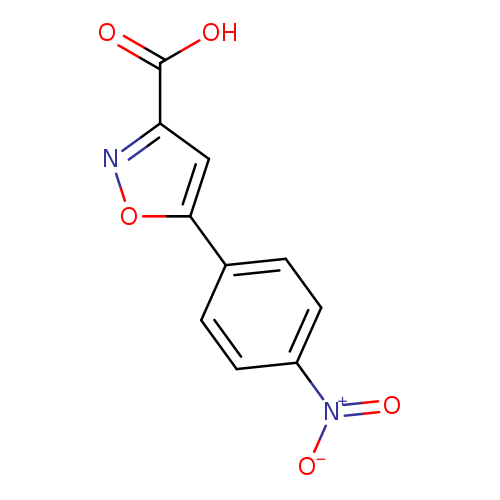 [O-][N+](=O)c1ccc(cc1)c1onc(c1)C(=O)O