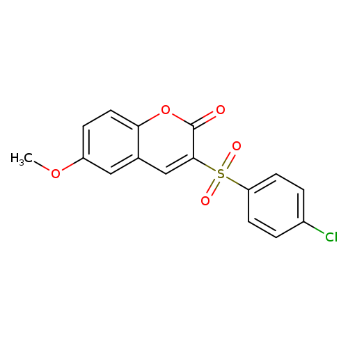 COc1ccc2c(c1)cc(c(=O)o2)S(=O)(=O)c1ccc(cc1)Cl