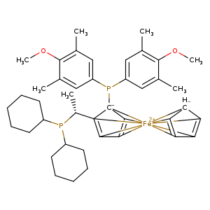 COc1c(C)cc(cc1C)P([C-]12[CH]3=[CH]4[Fe+2]5678913([C]2(=[CH]45)[C@H](P(C1CCCCC1)C1CCCCC1)C)[CH-]1[CH]6=[CH]8[CH]9=[CH]71)c1cc(C)c(c(c1)C)OC