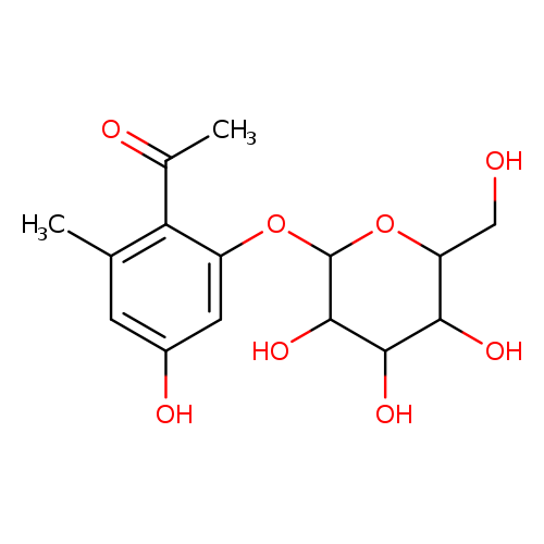 OCC1OC(Oc2cc(O)cc(c2C(=O)C)C)C(C(C1O)O)O