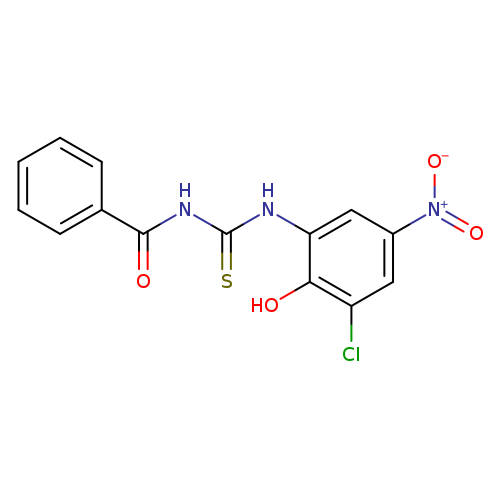 S=C(Nc1cc(cc(c1O)Cl)[N+](=O)[O-])NC(=O)c1ccccc1