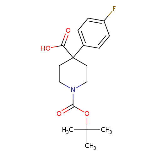 OC(=O)C1(CCN(CC1)C(=O)OC(C)(C)C)c1ccc(cc1)F