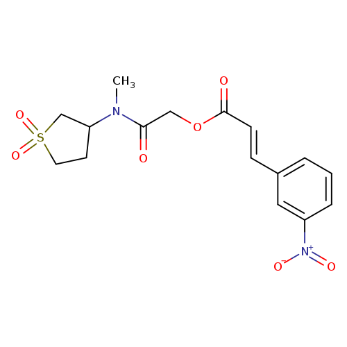 O=C(/C=C/c1cccc(c1)[N+](=O)[O-])OCC(=O)N(C1CCS(=O)(=O)C1)C