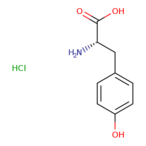 OC(=O)[C@H](Cc1ccc(cc1)O)N.Cl