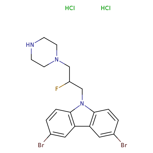 FC(Cn1c2ccc(cc2c2c1ccc(c2)Br)Br)CN1CCNCC1.Cl.Cl