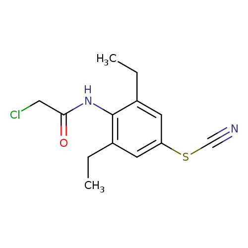 CCc1cc(SC#N)cc(c1NC(=O)CCl)CC