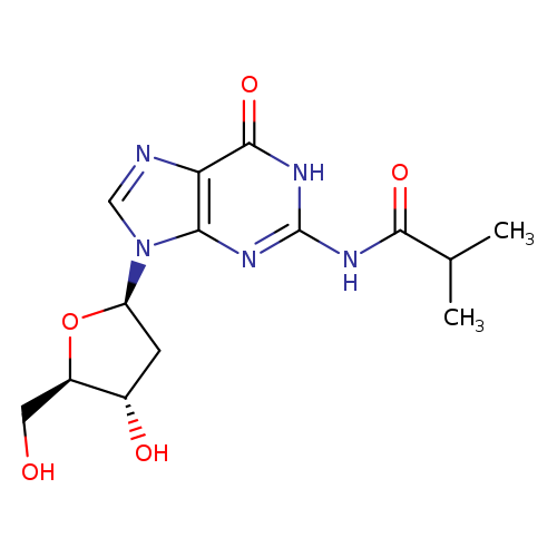 OC[C@H]1O[C@H](C[C@@H]1O)n1cnc2c1nc(NC(=O)C(C)C)[nH]c2=O