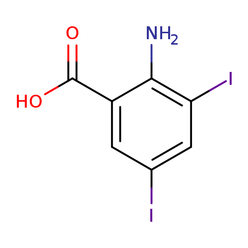 Ic1cc(I)c(c(c1)C(=O)O)N