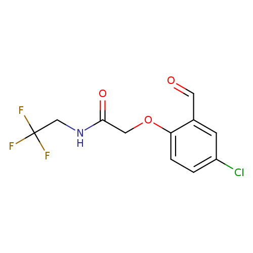 O=Cc1cc(Cl)ccc1OCC(=O)NCC(F)(F)F