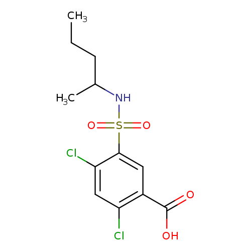 CCCC(NS(=O)(=O)c1cc(C(=O)O)c(cc1Cl)Cl)C