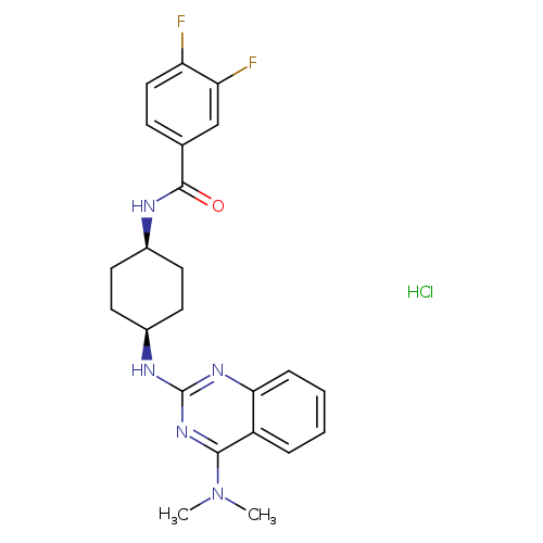 O=C(c1ccc(c(c1)F)F)N[C@@H]1CC[C@@H](CC1)Nc1nc2ccccc2c(n1)N(C)C.Cl