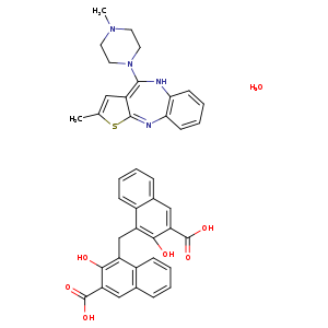 OC(=O)c1cc2ccccc2c(c1O)Cc1c(O)c(cc2c1cccc2)C(=O)O.CN1CCN(CC1)C1=c2cc(sc2=Nc2c(N1)cccc2)C.O