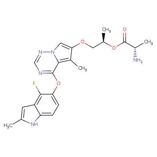 C[C@@H](OC(=O)[C@@H](N)C)COc1cn2c(c1C)c(ncn2)Oc1ccc2c(c1F)cc([nH]2)C
