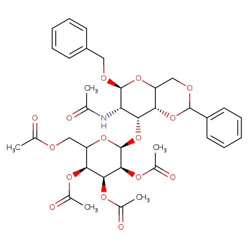 CC(=O)OCC1O[C@@H](O[C@H]2[C@H]3OC(OCC3O[C@@H]([C@H]2NC(=O)C)OCc2ccccc2)c2ccccc2)[C@H]([C@H]([C@H]1OC(=O)C)OC(=O)C)OC(=O)C