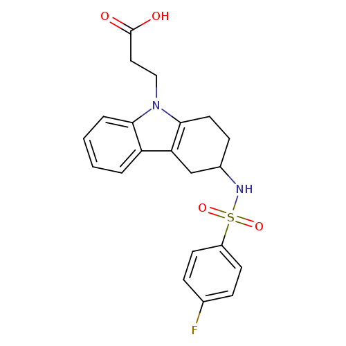 OC(=O)CCn1c2CCC(Cc2c2c1cccc2)NS(=O)(=O)c1ccc(cc1)F