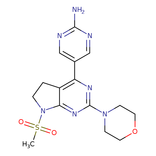 Nc1ncc(cn1)c1nc(nc2c1CCN2S(=O)(=O)C)N1CCOCC1