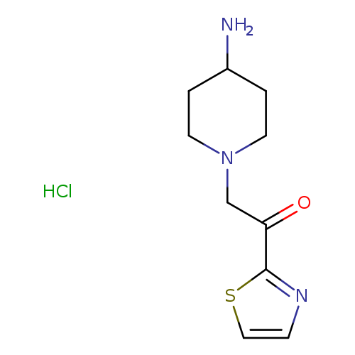NC1CCN(CC1)CC(=O)c1nccs1.Cl