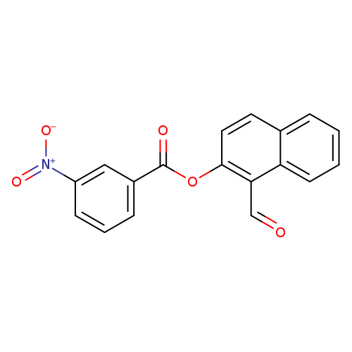 O=Cc1c(ccc2c1cccc2)OC(=O)c1cccc(c1)[N+](=O)[O-]