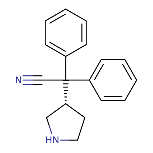 N#CC(c1ccccc1)(c1ccccc1)[C@H]1CNCC1