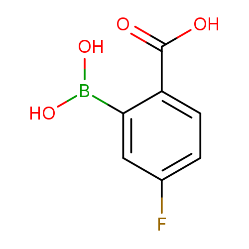 Fc1ccc(c(c1)B(O)O)C(=O)O