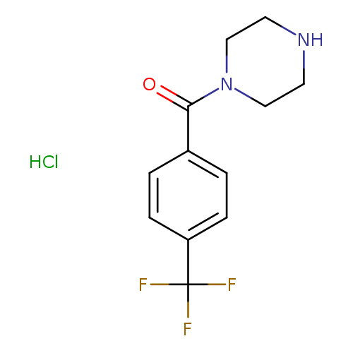 O=C(c1ccc(cc1)C(F)(F)F)N1CCNCC1.Cl