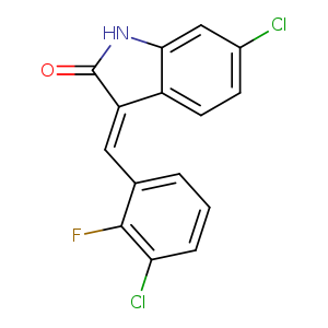 Clc1ccc2c(c1)NC(=O)/C/2=C/c1cccc(c1F)Cl