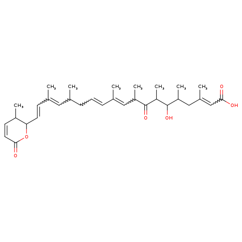 CC(=CC(C(=O)C(C(C(CC(=CC(=O)O)C)C)O)C)C)C=CCC(C=C(C=CC1OC(=O)C=CC1C)C)C
