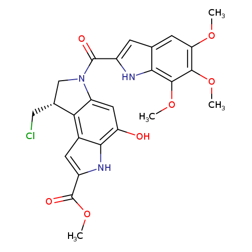 O=C(C(N1)=CC2=C1C(O)=CC3=C2[C@H](CCl)CN3C(C(N4)=CC5=C4C(OC)=C(OC)C(OC)=C5)=O)OC