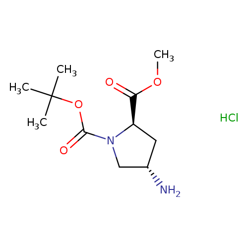 COC(=O)[C@H]1C[C@@H](CN1C(=O)OC(C)(C)C)N.Cl