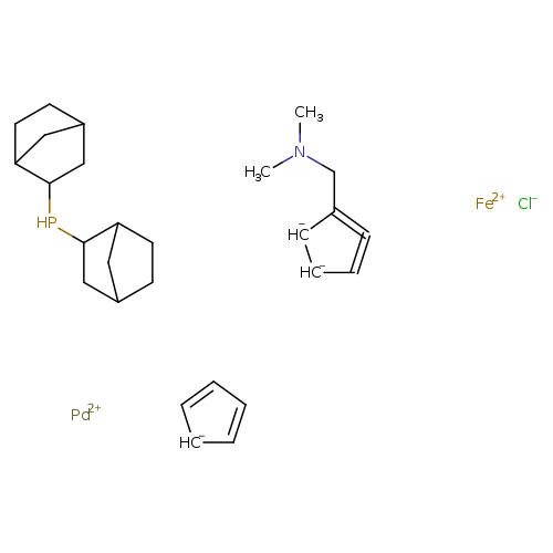 C1CC2CC1CC2PC1CC2CC1CC2.[CH-]1C=CC=C1.CN(CC1=C=C[CH-][CH-]1)C.[Cl-].[Fe+2].[Pd+2]