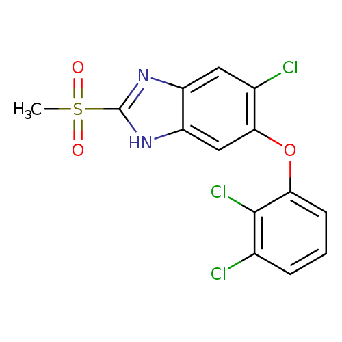 Clc1cc2nc([nH]c2cc1Oc1cccc(c1Cl)Cl)S(=O)(=O)C