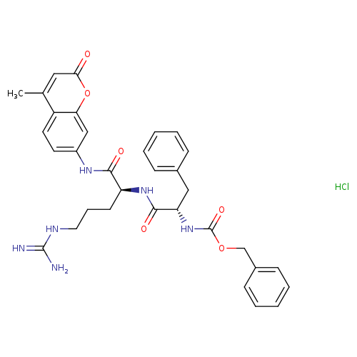 NC(=N)NCCC[C@@H](C(=O)Nc1ccc2c(c1)oc(=O)cc2C)NC(=O)[C@H](Cc1ccccc1)NC(=O)OCc1ccccc1.Cl